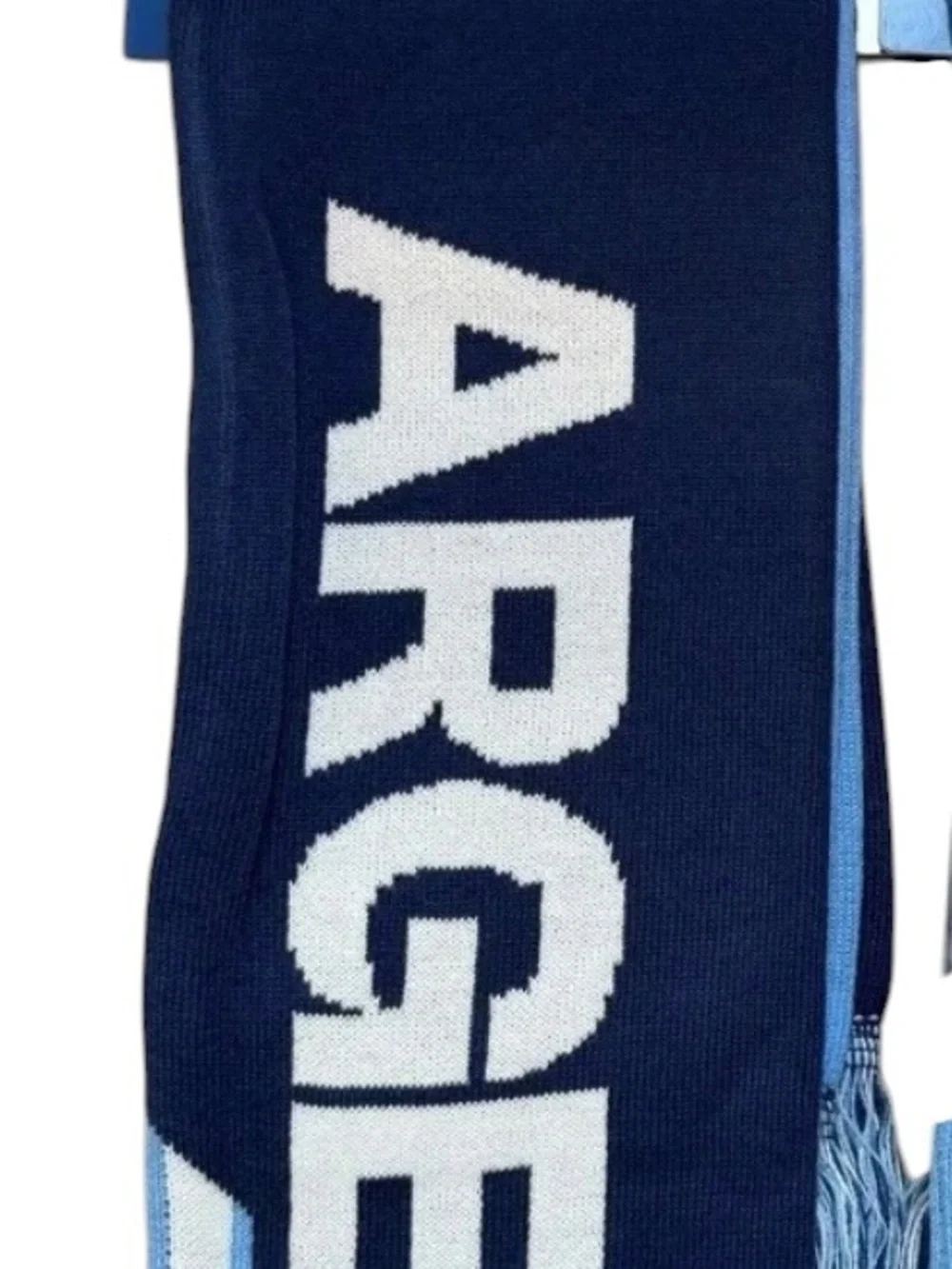 AFA Mens Soccer Scarf in Light Blue, Navy, ARGENTINA MESSI.  Gold Crest.  NEW